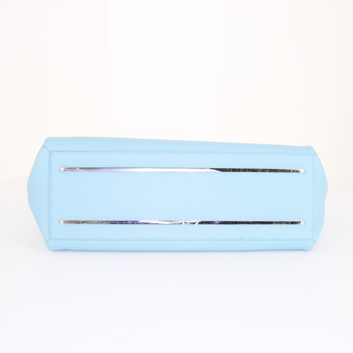 Borsa a tracolla Balenciaga Dix in pelle blu - Detail D4