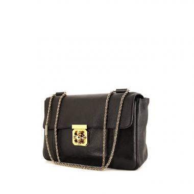 Sac porté épaule Chloé Elsie grand modèle en cuir noir