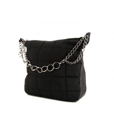 Bolso de mano Chanel Choco bar en lona y cuero negro