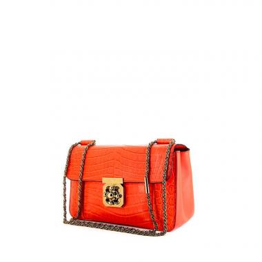 Sac bandoulière Chloé Elsie en crocodile et cuir orange