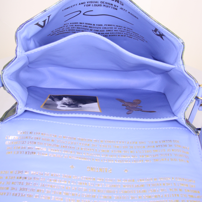 Bolso bandolera Louis Vuitton Metis Edition Limitée Jeff Koons en cuero verde y malva - Detail D3