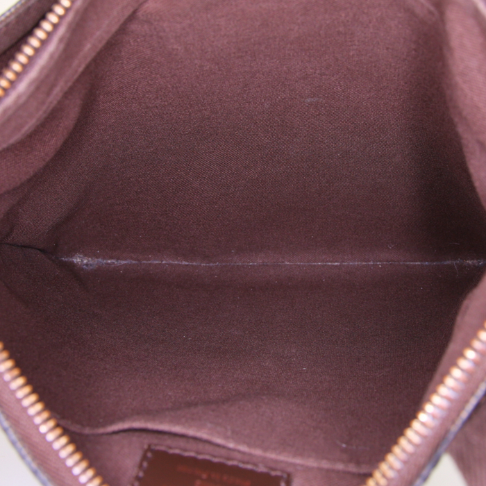 Sac bandoulière Louis Vuitton Brooklyn en toile damier enduite ébène et toile marron - Detail D2