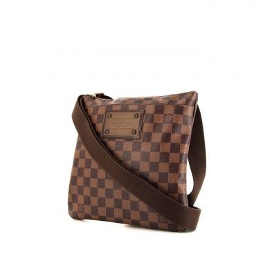 Bolso bandolera Louis Vuitton Brooklyn en lona a cuadros revestida ébano y lona marrón