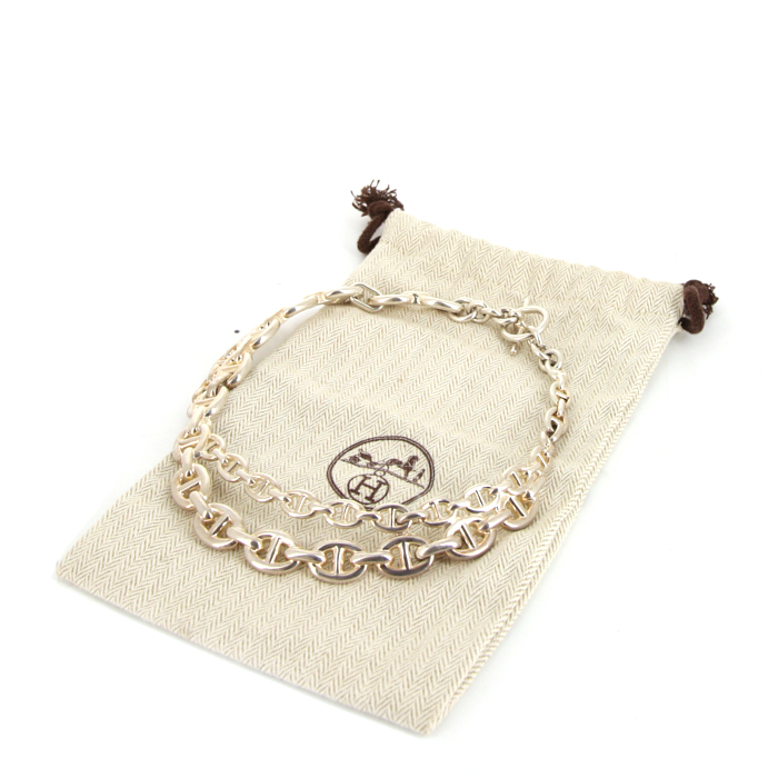 Collier ras de cou Hermes Chaine d'Ancre en argent - Detail D2