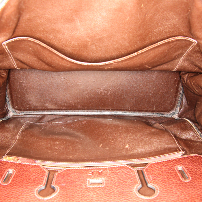 Hermes Birkin 40 cm handbag in chocolate brown togo leather - Detail D2