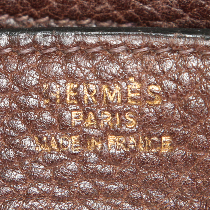 Hermes Birkin 40 cm handbag in chocolate brown togo leather - Detail D3