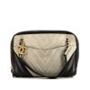 Chanel Camera handbag in grey and black chevron quilted leather - 360 thumbnail