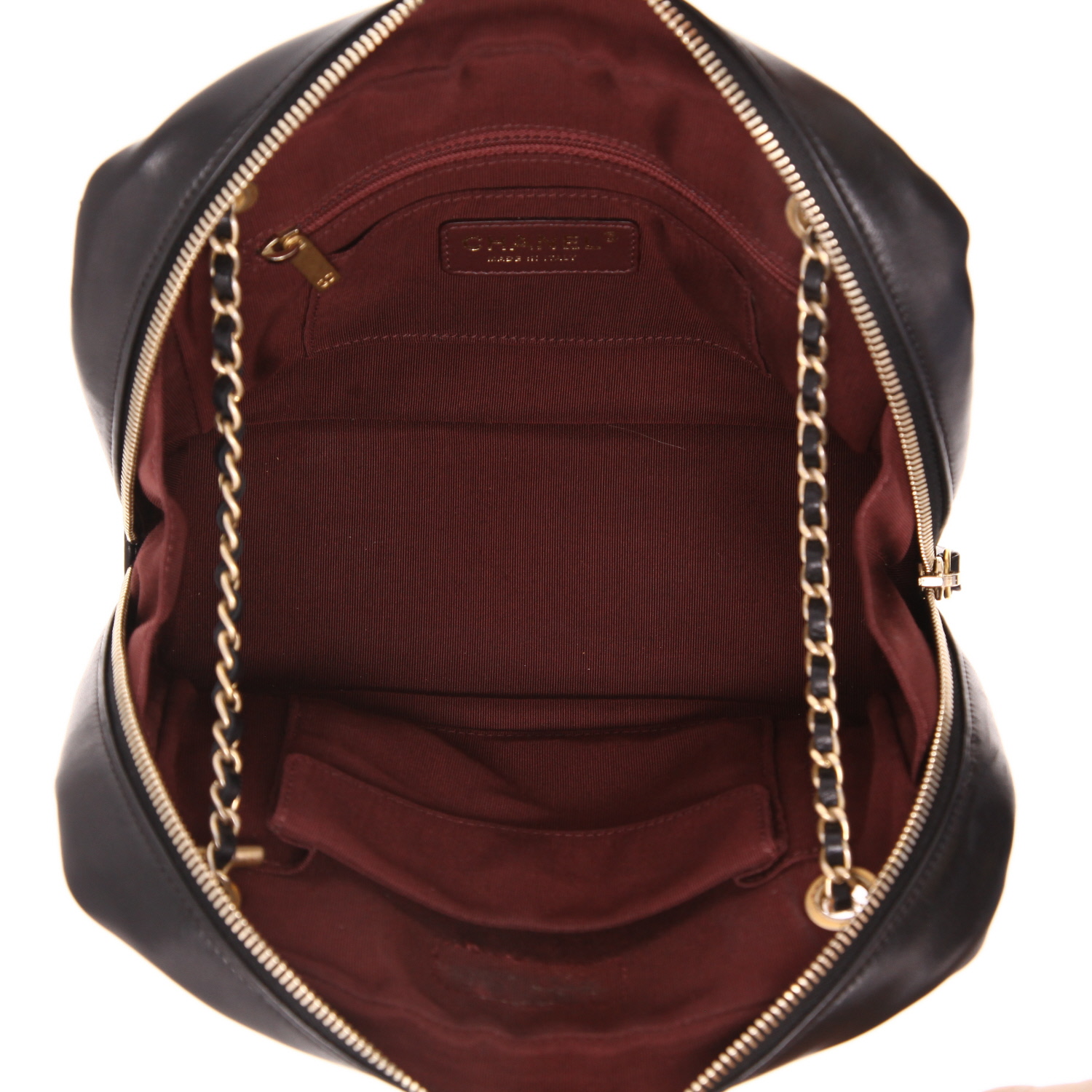 Borsa Chanel Camera in pelle trapuntata a zigzag grigia e nera - Detail D3