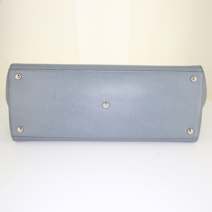 Borsa da spalla o a mano Fendi 2 Jours in pelle grigia - Detail D5