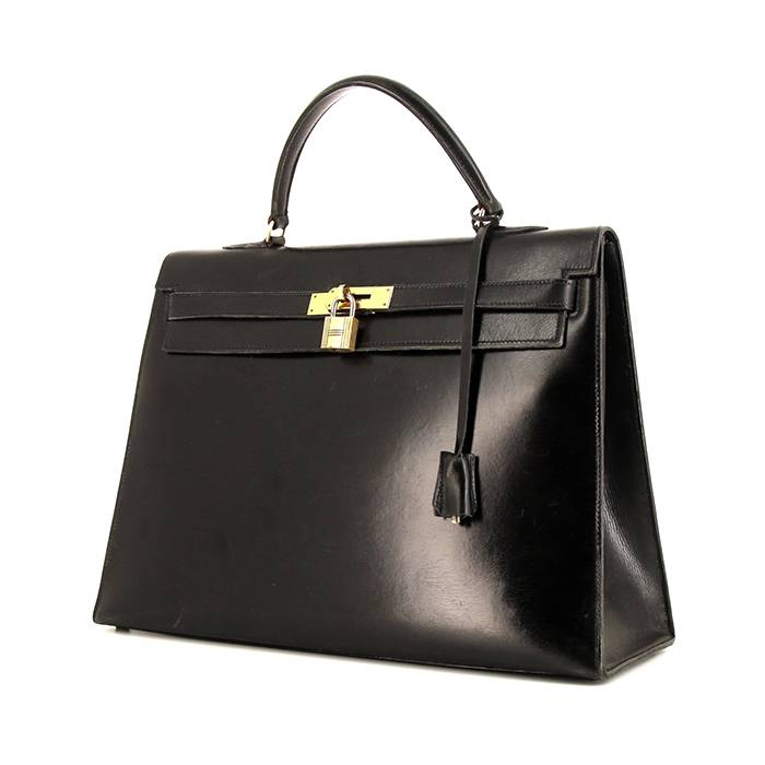 Sac à main Hermes Kelly 35 cm en cuir box noir