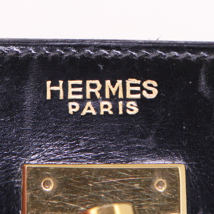 Sac à main Hermes Kelly 35 cm en cuir box noir - Detail D3