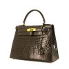 Hermes Kelly 28 cm handbag in grey porosus crocodile - 00pp thumbnail