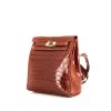Hermès Kelly Ado backpack in brown porosus crocodile - 00pp thumbnail