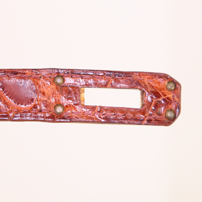 Sac à dos Hermès Kelly Ado en crocodile porosus marron - Detail D4