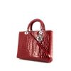 Dior Lady Dior large model handbag in red crocodile - 00pp thumbnail