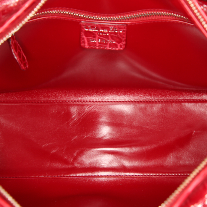 Dior Lady Dior large model handbag in red crocodile - Detail D3