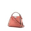 Fendi Mini Peekaboo handbag in pink leather and grey python - 00pp thumbnail