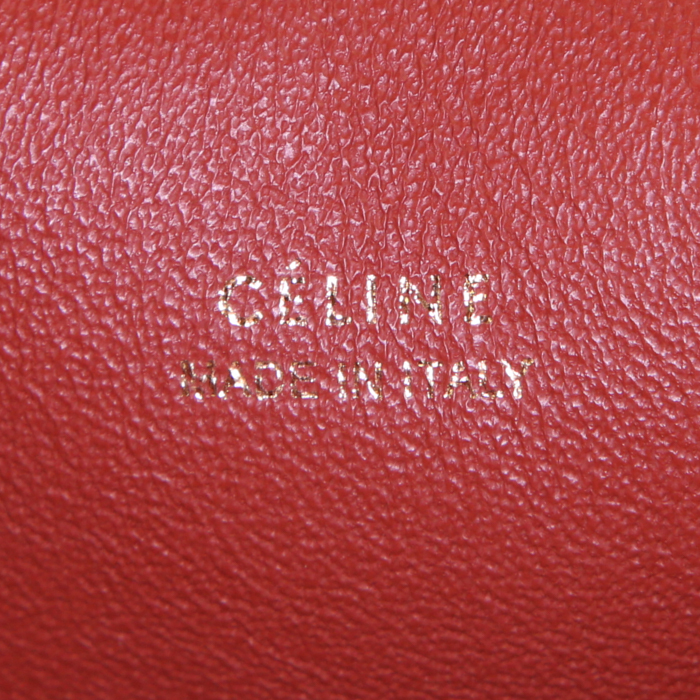 Celine Belt medium model handbag in brown Rouille python and brown leather - Detail D4