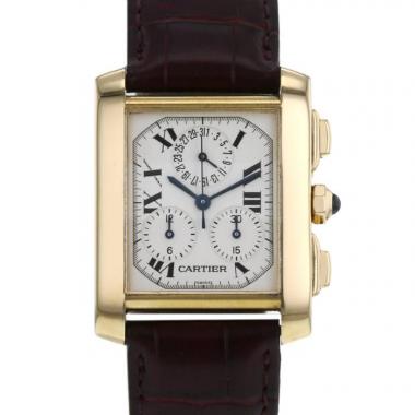 Montre Cartier Tank Française Chrono en or jaune Ref :  1830 Vers  1990