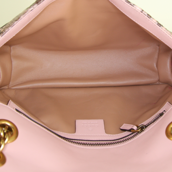 Borsa a tracolla Gucci  GG Marmont modello piccolo  in pitone beige rosato - Detail D3