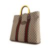 Shopping bag Gucci in tela siglata beige e pelle marrone - 00pp thumbnail