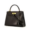 Hermes Kelly 28 cm handbag in black ostrich leather - 00pp thumbnail