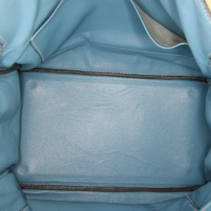 Sac à main Hermes Birkin 35 cm en cuir togo bleu-jean - Detail D2