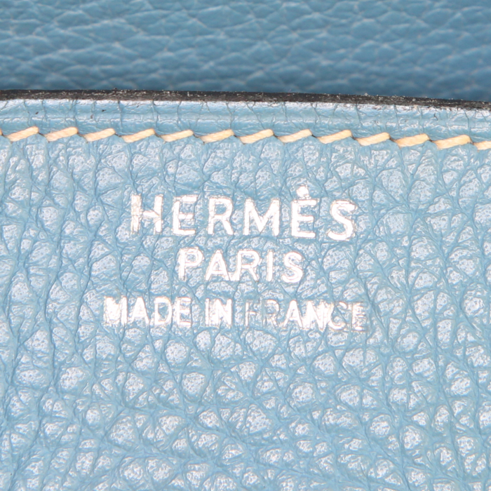 Sac à main Hermes Birkin 35 cm en cuir togo bleu-jean - Detail D3