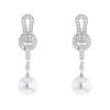 Cartier Agrafe earrings in white gold,  diamonds and cultured pearls - 00pp thumbnail