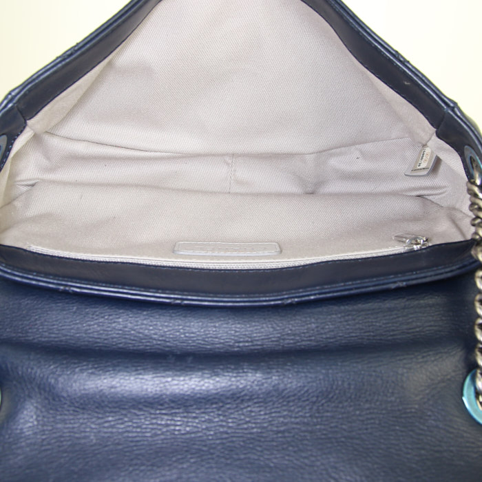 Borsa Chanel Timeless in pelle trapuntata tricolore blu grigia e marrone - Detail D2