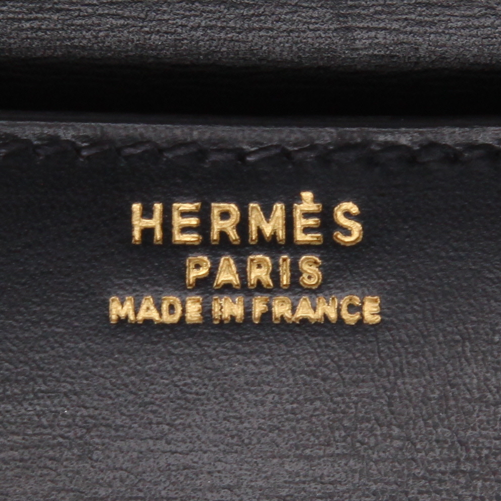 Hermes Constance mini handbag in black box leather - Detail D2