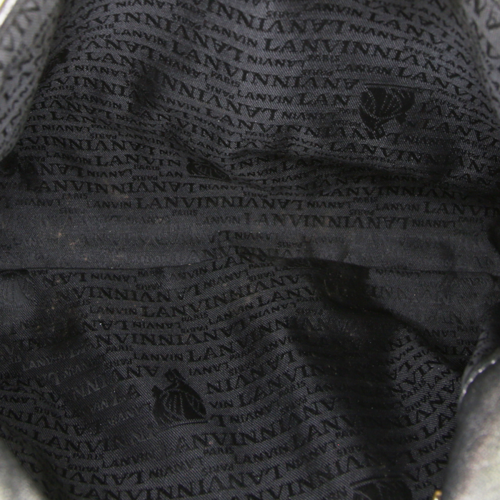 Sac bandoulière Lanvin Happy en cuir matelassé chevrons gris métallisé - Detail D3