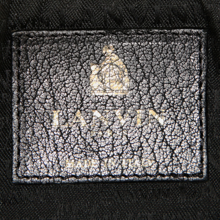 Borsa a tracolla Lanvin Happy in pelle trapuntata a zigzag grigio metallizzato - Detail D4