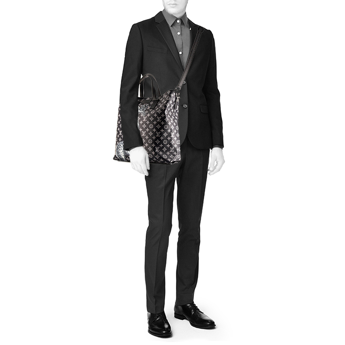 Bolso Cabás Louis Vuitton Edition Limitée Chapman Brothers en lona Monogram azul oscuro y cuero negro - Detail D2