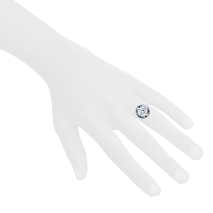 Boucheron Ava ring in white gold,  diamonds and sapphires and in aquamarine - Detail D1