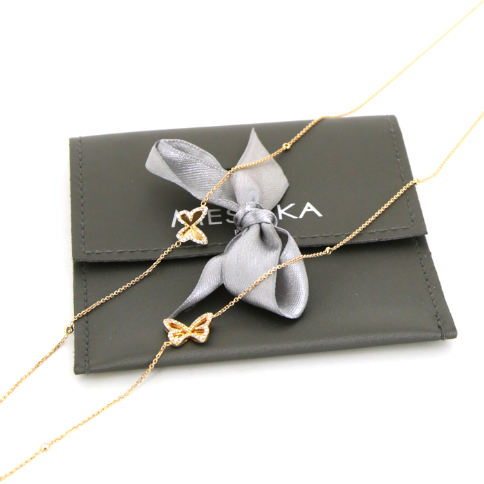 Collar Messika Butterfly en oro rosa y diamantes - Detail D2