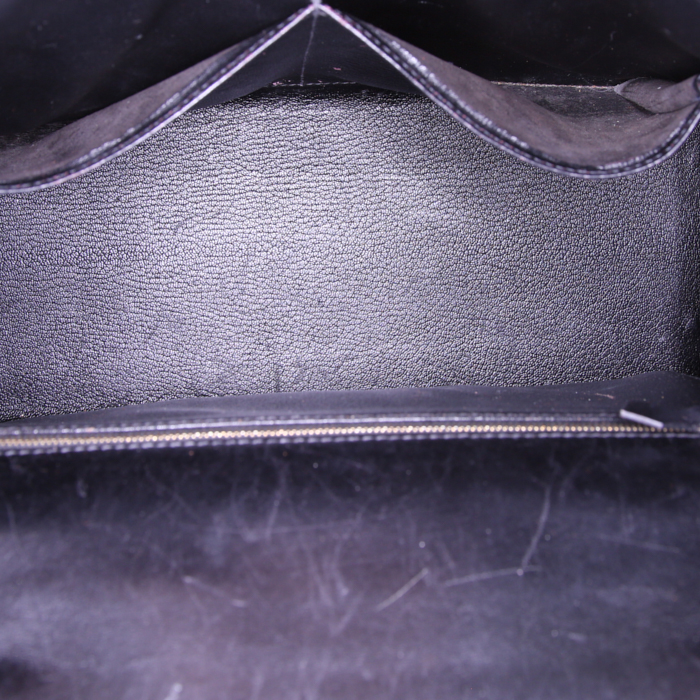 Hermes Kelly 32 cm bag worn on the shoulder or carried in the hand in black box leather - Detail D3