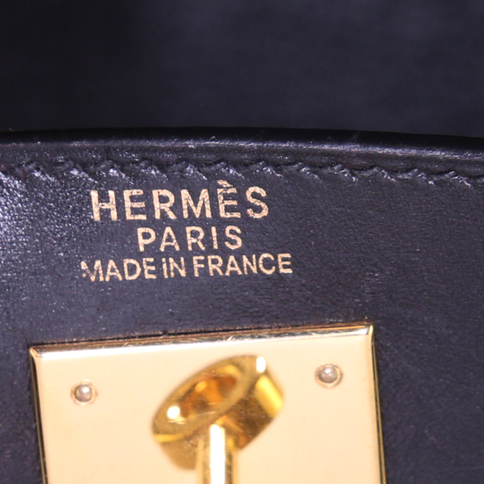Hermes Kelly 32 cm bag worn on the shoulder or carried in the hand in black box leather - Detail D4