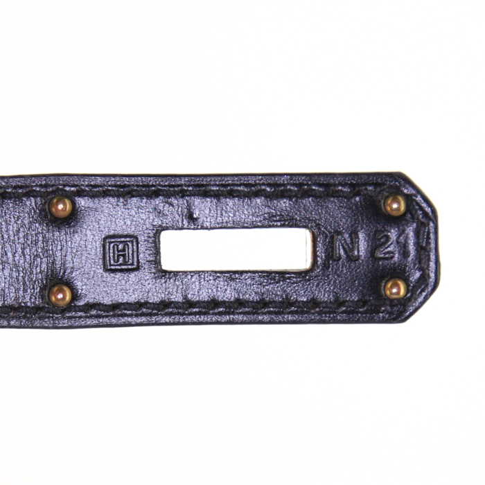 Hermes Kelly 32 cm bag worn on the shoulder or carried in the hand in black box leather - Detail D5