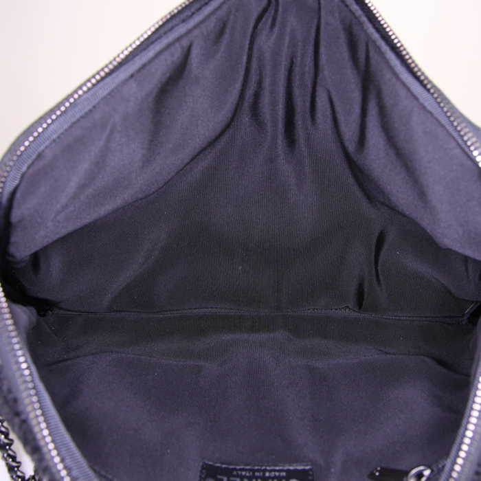 Chanel Editions Limitées shoulder bag in black tweed and black leather - Detail D2