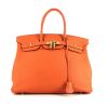 Hermes Birkin 35 cm handbag in orange leather taurillon clémence - 360 thumbnail