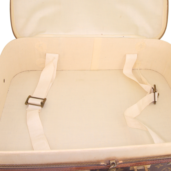 Valigia Louis Vuitton Airbus 50 cm in tessuto monogram marrone e pelle naturale - Detail D2