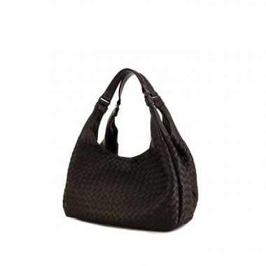 Sac à main Bottega Veneta Campana en cuir intrecciato noir