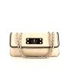 Chanel East West bag worn on the shoulder or carried in the hand in white quilted leather and black piping - 360 thumbnail