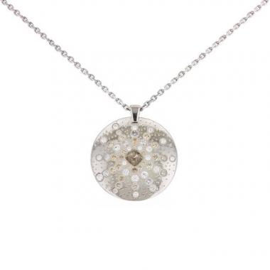 Collier en or blanc, diamants et diamants bruts