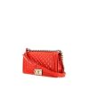 Chanel Boy shoulder bag in red patent quilted leather - 00pp thumbnail