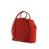 Sac cabas Hermès Cabag en toile rouge-brique et cuir rouge - 00pp thumbnail