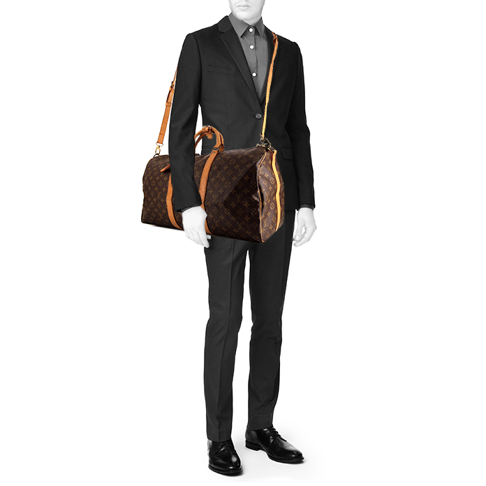 Valise Louis Vuitton Cotteville en toile monogram marron et cuir naturel - Detail D2