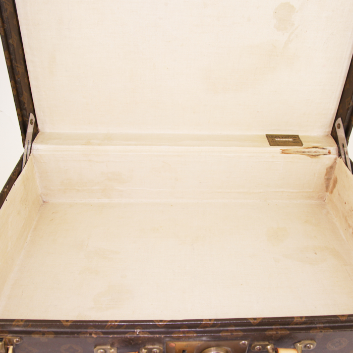 Valise Louis Vuitton Cotteville en toile monogram marron et cuir naturel - Detail D3