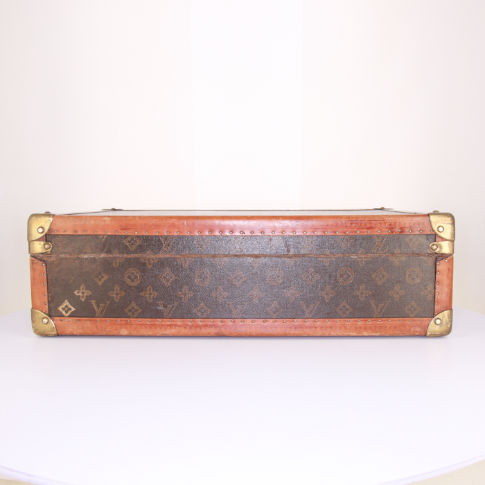 Valise Louis Vuitton Cotteville en toile monogram marron et cuir naturel - Detail D5